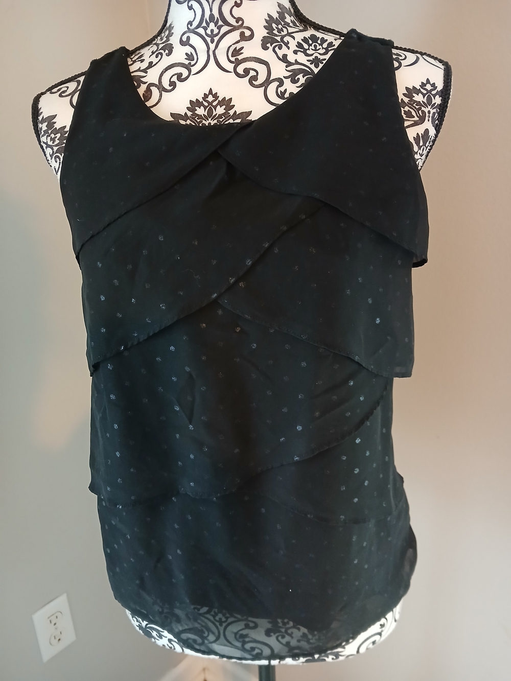 Covington Black Layered Sleeveless Blouse